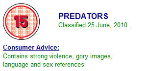  Predators Rated 15 in UK