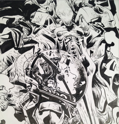 Paul Hope's Prometheus cover. Inks by Thomas Ragon. Paul Hope Doing Prometheus Cover