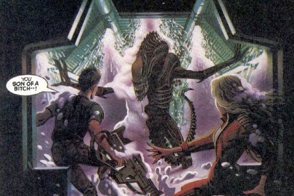 A brief shot from Aliens - Book 2. Source - Strange Shapes AvPGalaxy Podcast #25 - Alien 5 & Alternate Sequels