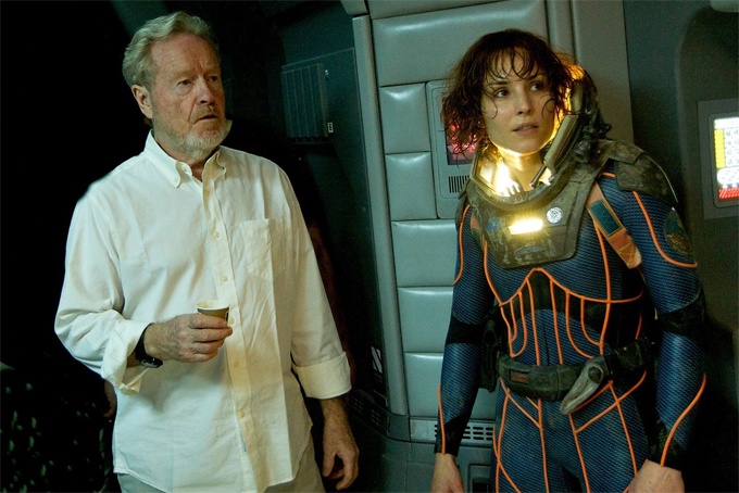 Ridley Scott and Noomi Rapace on the set of Prometheus. Prometheus 2 To "Begin" Answering Questions