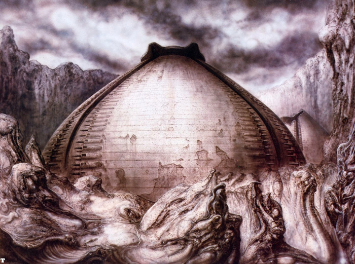 A piece of H.R Giger's artwork from Alien for the Egg Silo/Pyramid before it was merged with the Derelict. Aliens: The Female War Review