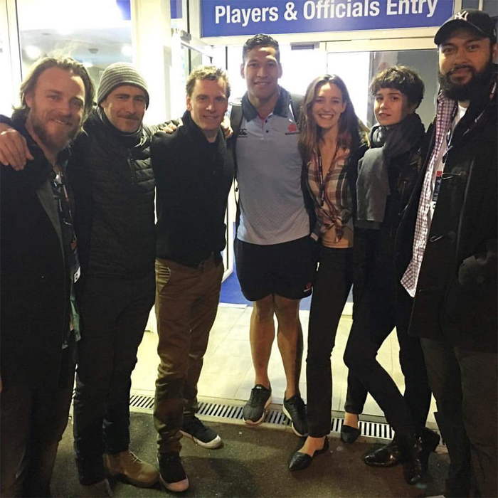 Katherine Waterston and some of her fellow Alien: Covenant cast pose together at a NSW Waratahs game. Katherine Waterston to Play Ripley's Mother?