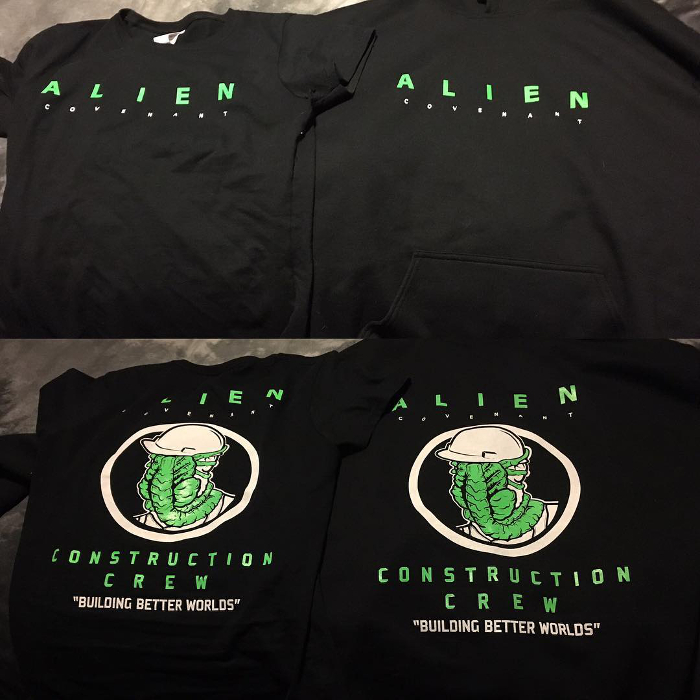 A look at the Alien: Covenant crew shirts and hoodies.  A Look at the Alien: Covenant Crew Shirts