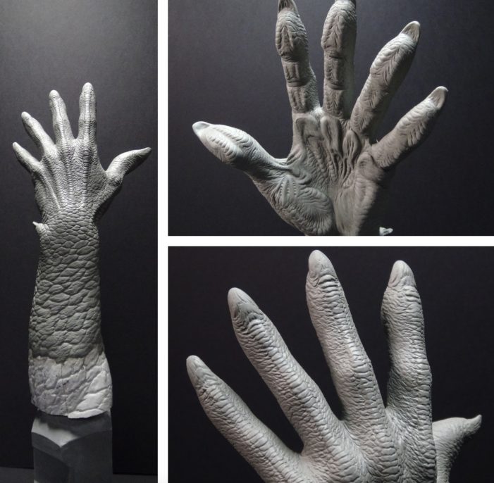 Details of the Feral Predator hand sculptures.